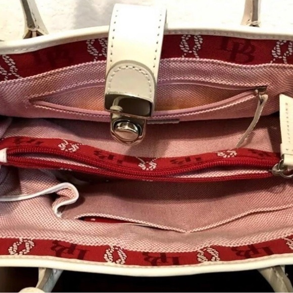 Dooney & Bourke Small Double Handle Tote Bag red & white nautical purse handbag - Picture 4 of 9